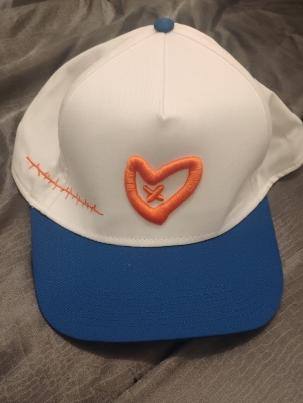 OTTO White Cap with Blue Visor and Orange Heart Accent
